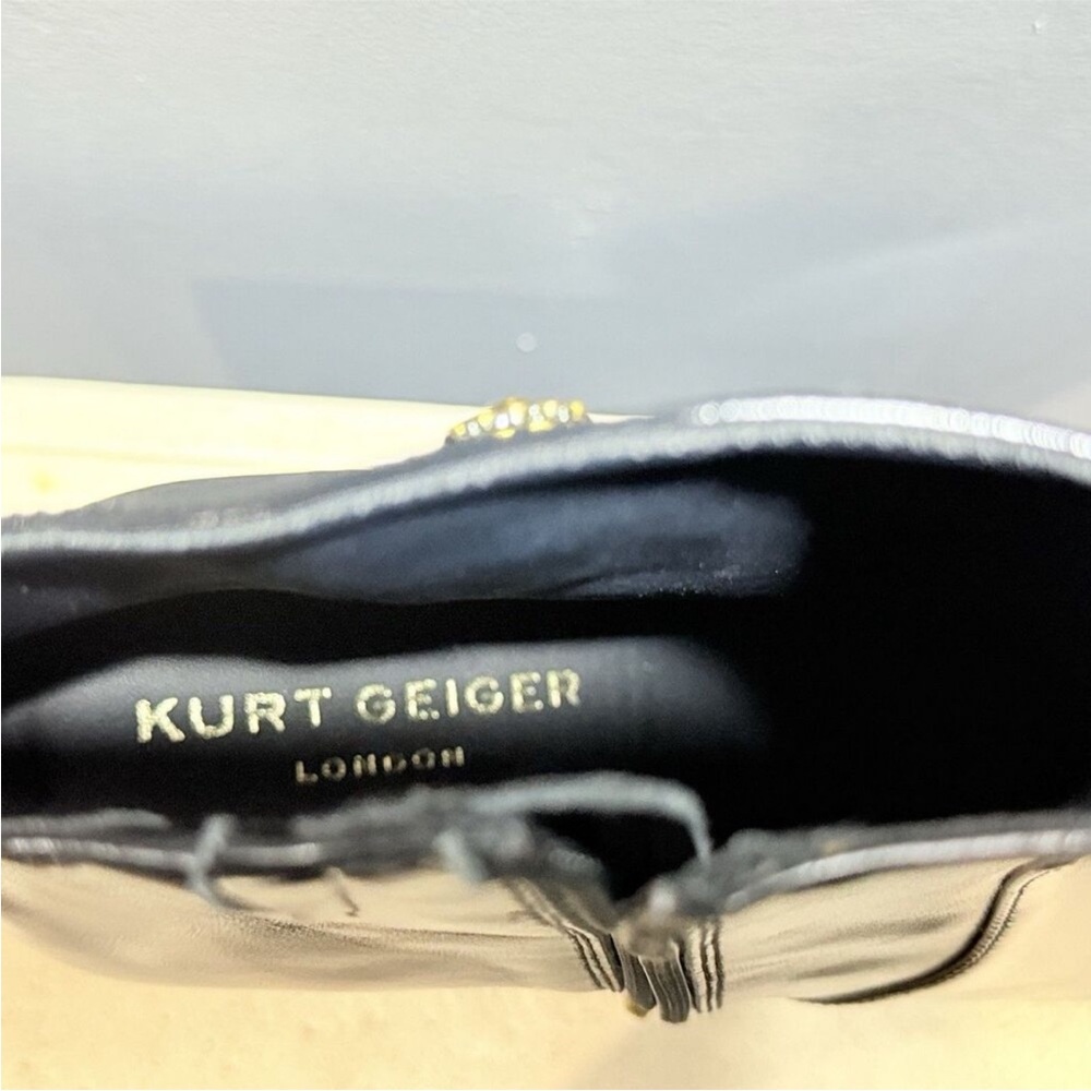 Kurt Geiger Black London Chelsea Square Toe Eagle Leather Boots Sz 38.5 (8) NWT - Picture 11 of 12